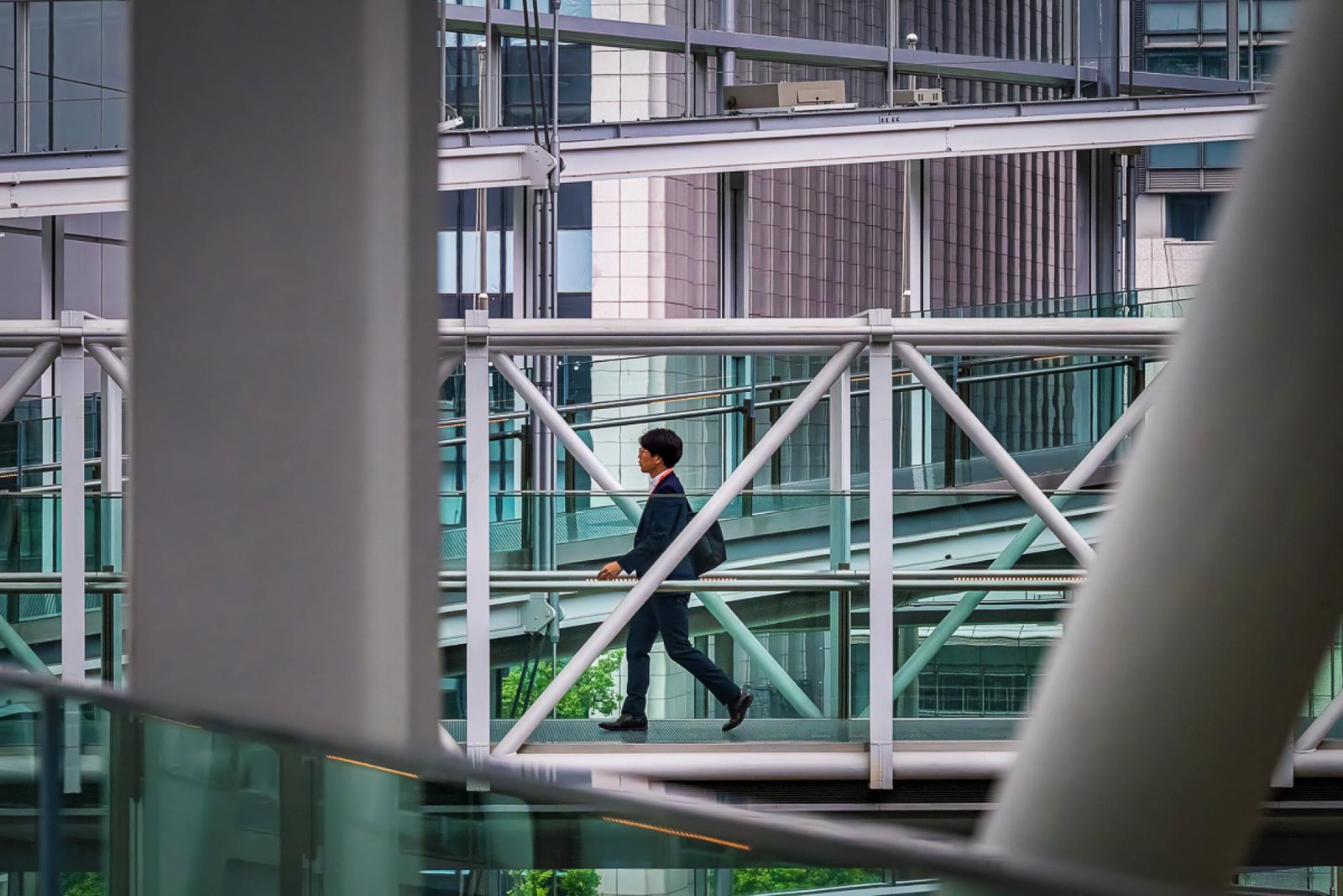 European Photography Awards Winner - Man on Interior Sky Crosswalk